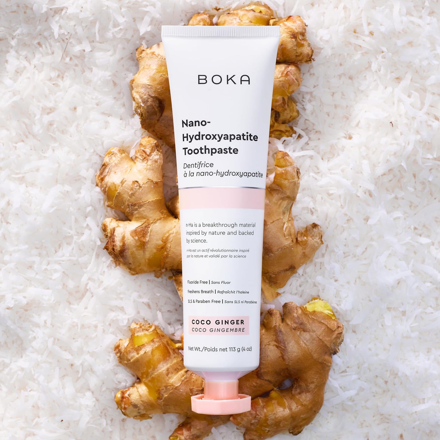 Boka Fluoride-Free Nano Hydroxyapatite Toothpaste – Sensitive Teeth, Coco Ginger Flavor, 4 oz