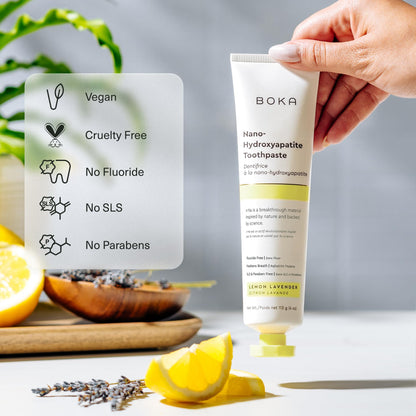 Boka Fluoride-Free Toothpaste with Nano Hydroxyapatite - Sensitive Teeth, Lemon Lavender Flavor, 4 oz x3