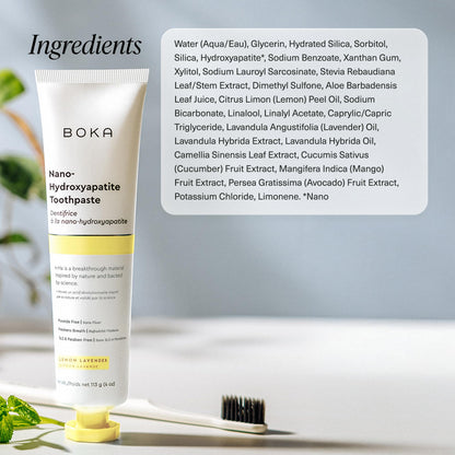 Boka Fluoride-Free Toothpaste with Nano Hydroxyapatite - Sensitive Teeth, Lemon Lavender Flavor, 4 oz x3