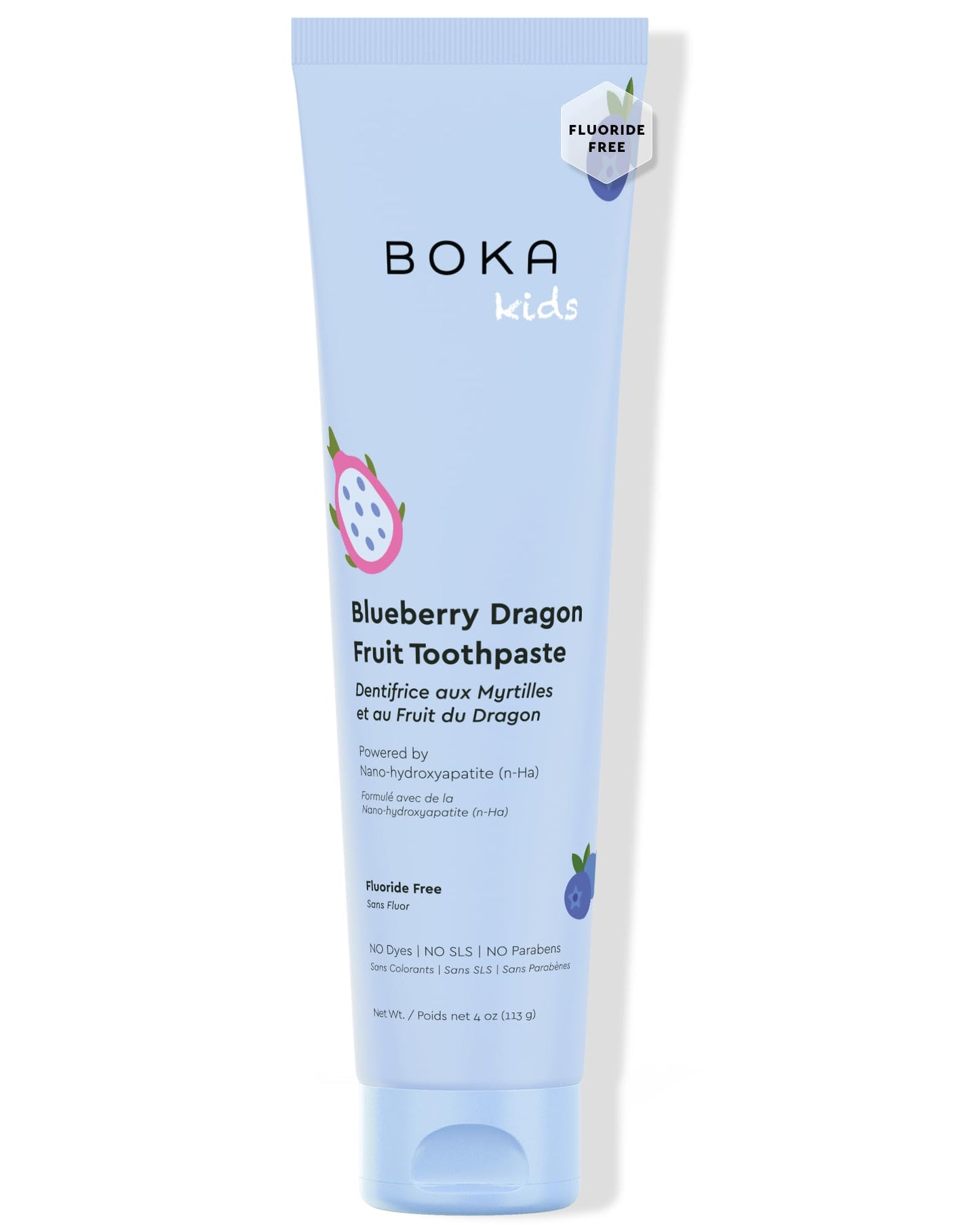 Boka Fluoride Free Toothpaste - Nano Hydroxyapatite, Blueberry Dragon Fruit (4 oz) US Made