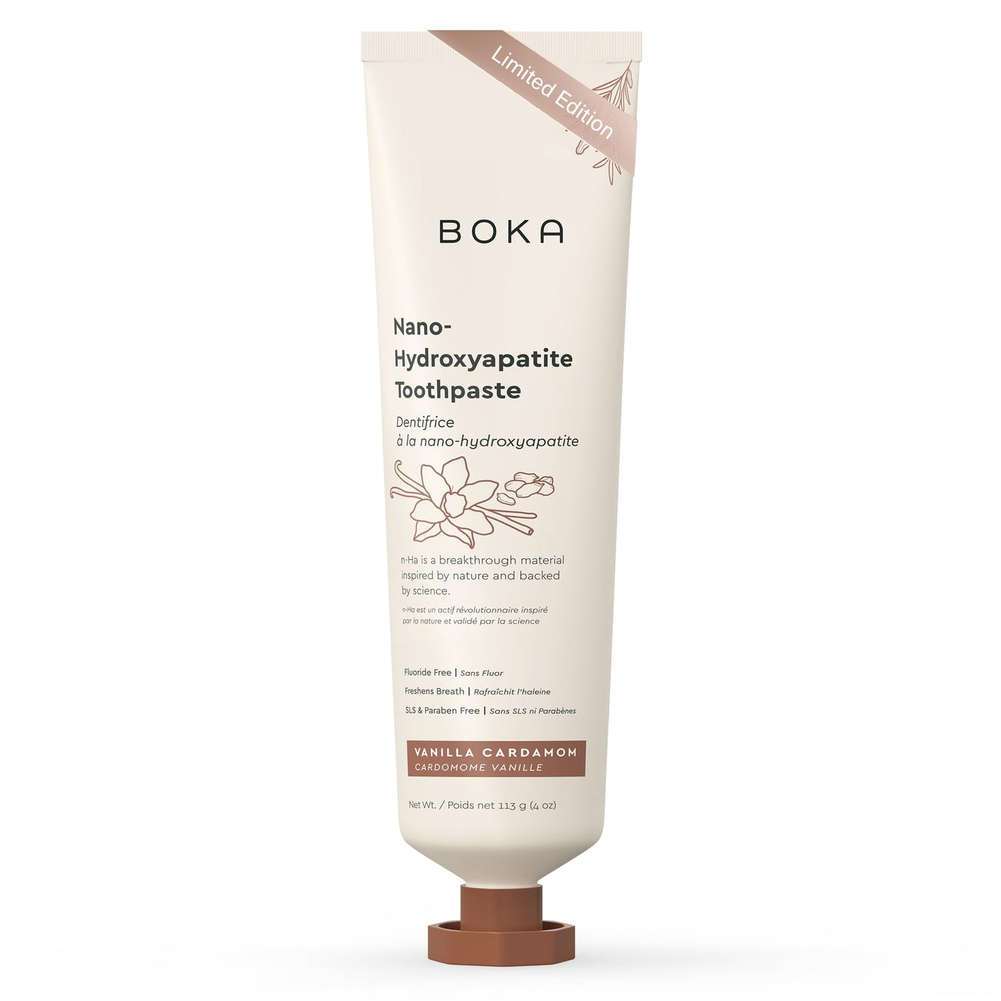 Boka Fluoride-Free Toothpaste with Nano-Hydroxyapatite – Vanilla Cardamom, 4 oz