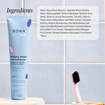 Boka Fluoride Free Toothpaste - Nano Hydroxyapatite, Blueberry Dragon Fruit (4 oz) US Made
