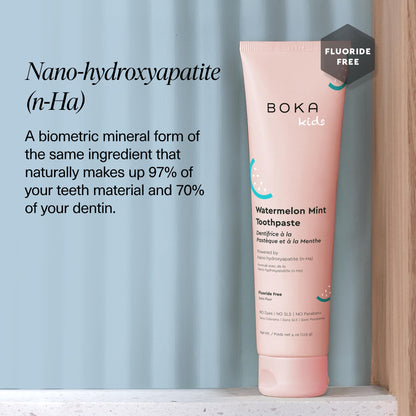 Boka Fluoride-Free Toothpaste – Nano Hydroxyapatite, Watermelon Mint (4 oz) – USA Made