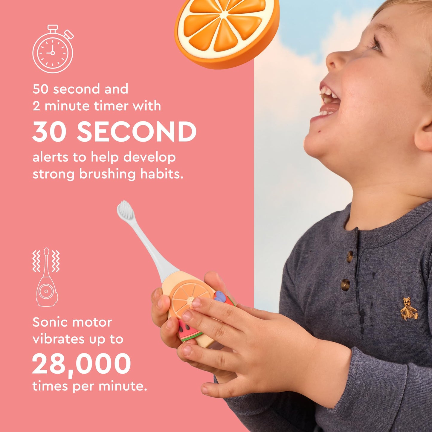 Boka Kids Sonic Electric Toothbrush – Rechargeable, Food-Grade Silicone Bristles, U Brush & Nylon Brush Set