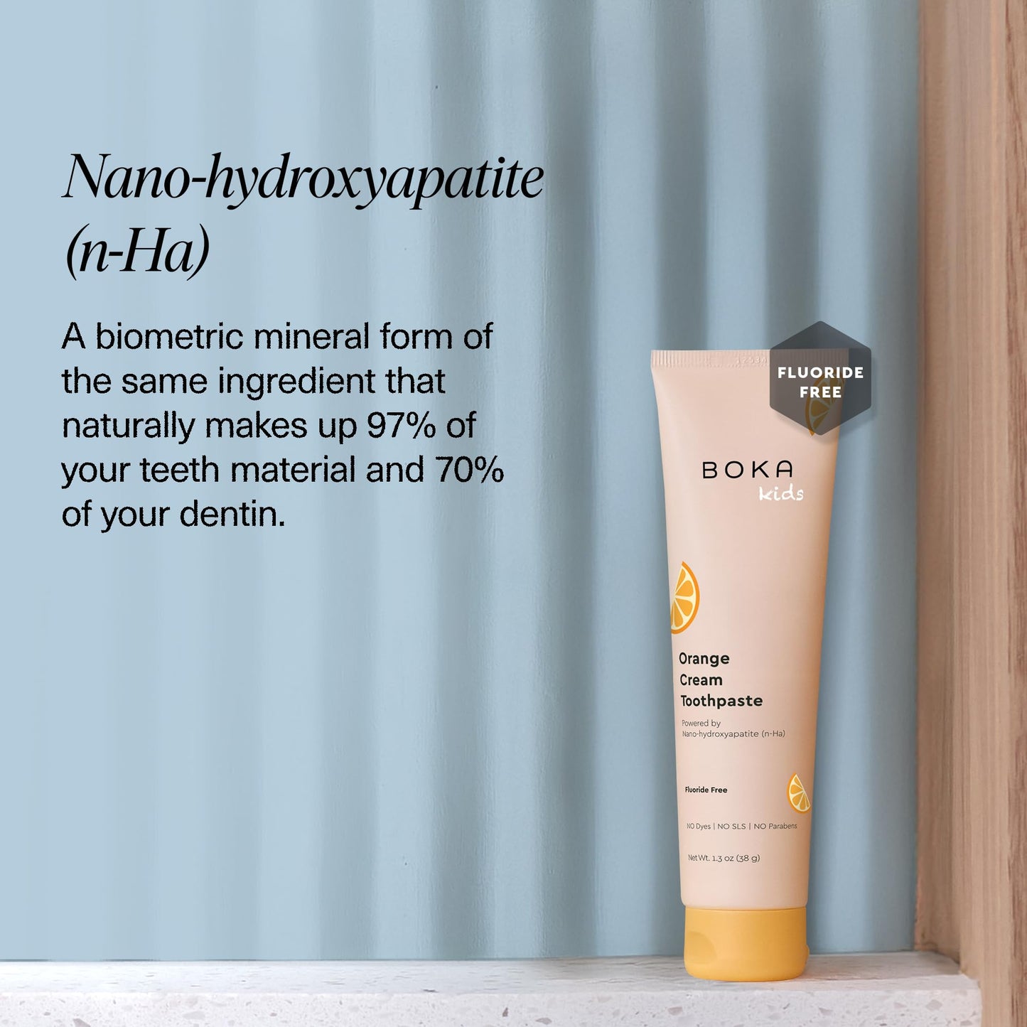 Boka Fluoride-Free Toothpaste with Nano Hydroxyapatite – Orange Cream, 1.3 oz 2pk (US Manufactured)