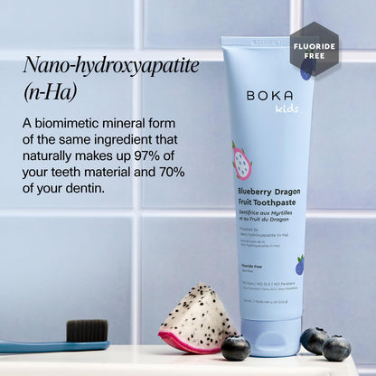 Boka Fluoride Free Toothpaste - Nano Hydroxyapatite, Blueberry Dragon Fruit (4 oz) US Made