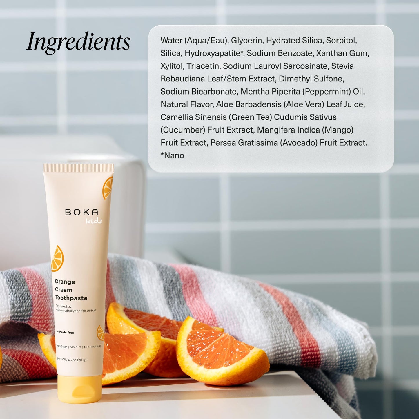 Boka Fluoride-Free Toothpaste with Nano Hydroxyapatite – Orange Cream, 1.3 oz 2pk (US Manufactured)
