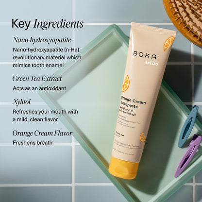 Boka Fluoride-Free Toothpaste with Nano Hydroxyapatite – Orange Cream, 1.3 oz 2pk (US Manufactured)