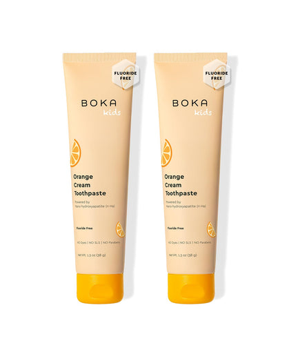 Boka Fluoride-Free Toothpaste with Nano Hydroxyapatite – Orange Cream, 1.3 oz 2pk (US Manufactured)