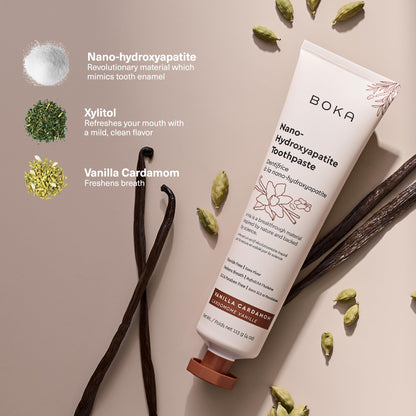 Boka Fluoride-Free Toothpaste with Nano-Hydroxyapatite – Vanilla Cardamom, 4 oz