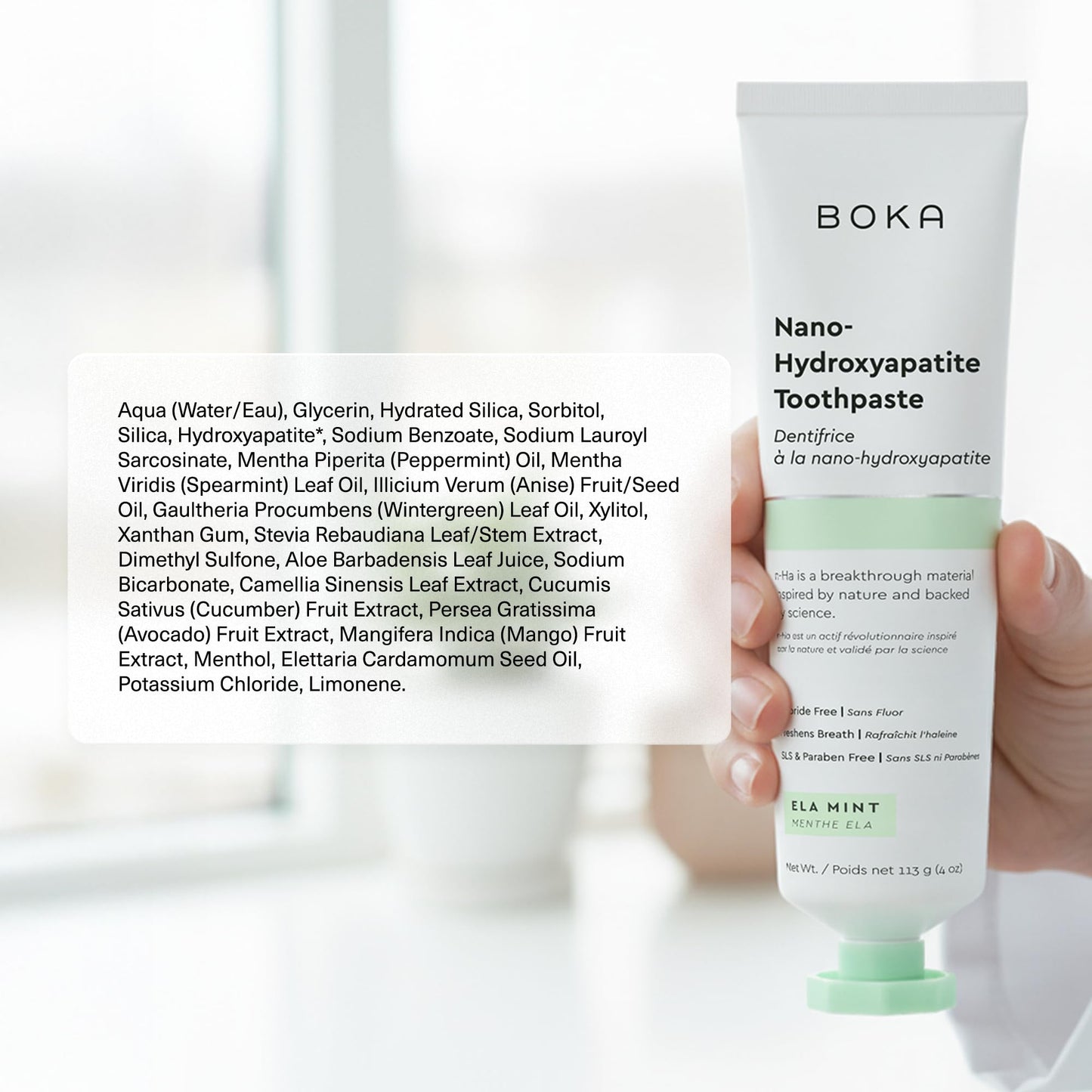 Boka Fluoride-Free Toothpaste with Nano Hydroxyapatite – Ela Mint, 2 Pack (US Made)