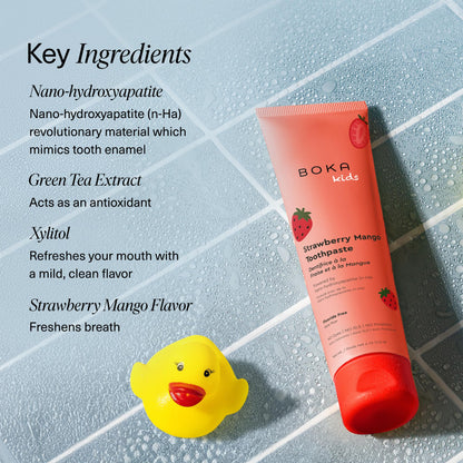 Boka Fluoride-Free Toothpaste with Nano Hydroxyapatite – Strawberry Mango, 4 oz | US Manufactured