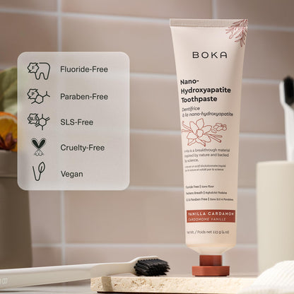 Boka Fluoride-Free Toothpaste with Nano-Hydroxyapatite – Vanilla Cardamom, 4 oz