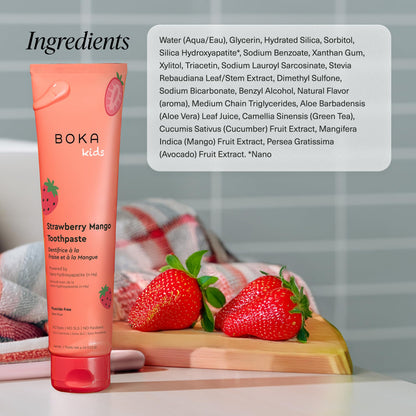Boka Fluoride-Free Toothpaste with Nano Hydroxyapatite – Strawberry Mango, 4 oz | US Manufactured