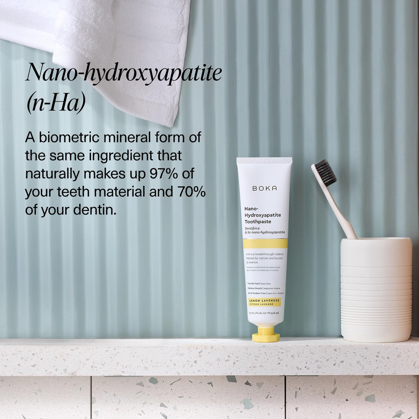 Boka Fluoride-Free Toothpaste | Nano-Hydroxyapatite for Sensitive Teeth | Lemon Lavender 4oz