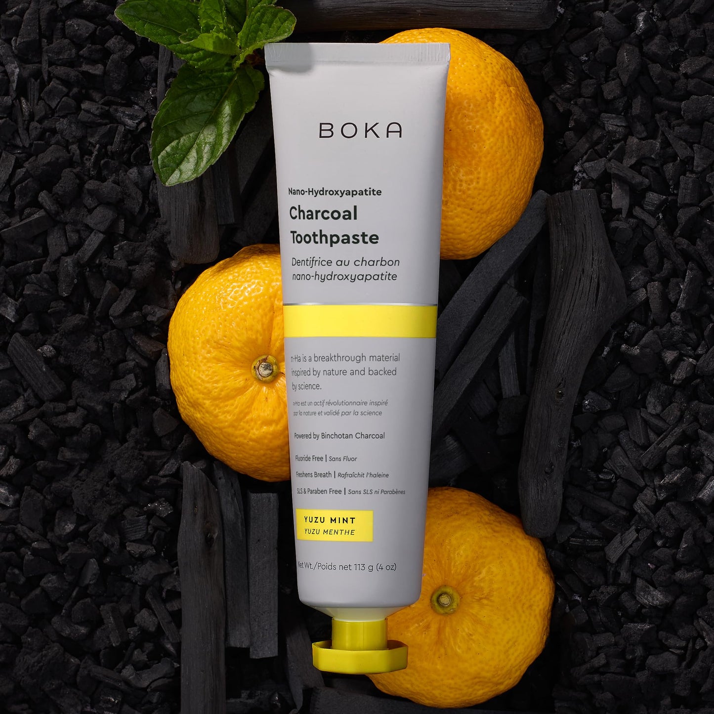 Boka Fluoride Free Toothpaste with Nano-Hydroxyapatite – Charcoal Yuzu Mint, 4 oz 3-Pack