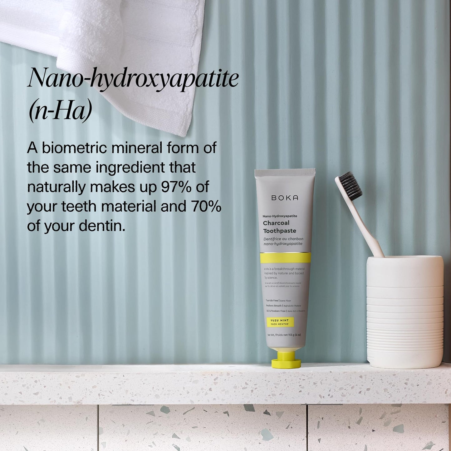 Boka Fluoride Free Toothpaste with Nano-Hydroxyapatite – Charcoal Yuzu Mint, 4 oz 3-Pack