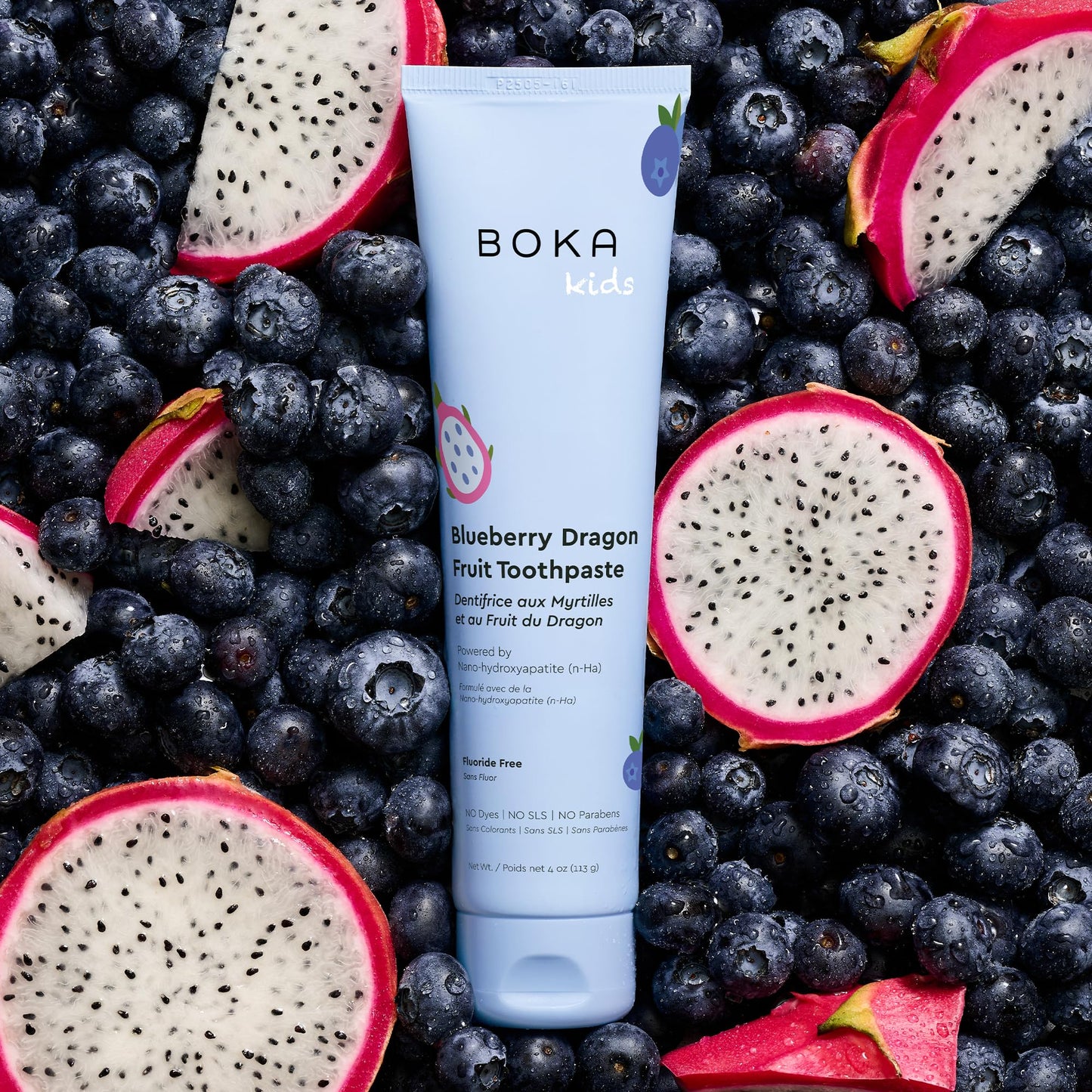 Boka Fluoride Free Toothpaste - Nano Hydroxyapatite, Blueberry Dragon Fruit (4 oz) US Made