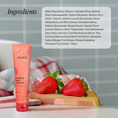 Boka Fluoride Free Toothpaste Nano Hydroxyapatite - Strawberry Mango 1.3 oz 2pk | US Made