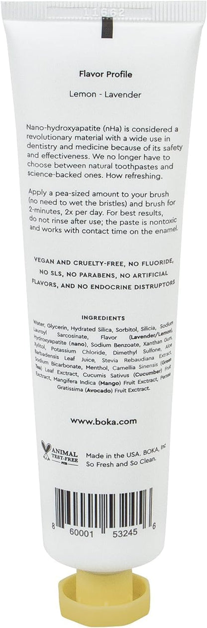 Boka Fluoride-Free Toothpaste | Nano-Hydroxyapatite for Sensitive Teeth | Lemon Lavender 4oz