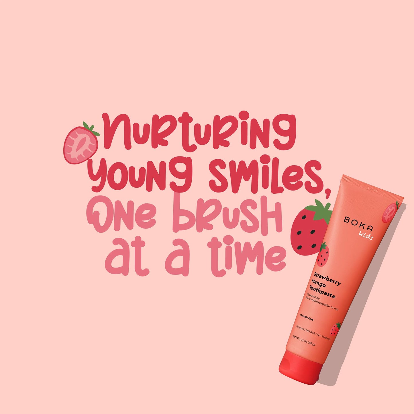 Boka Fluoride Free Toothpaste Nano Hydroxyapatite - Strawberry Mango 1.3 oz 2pk | US Made