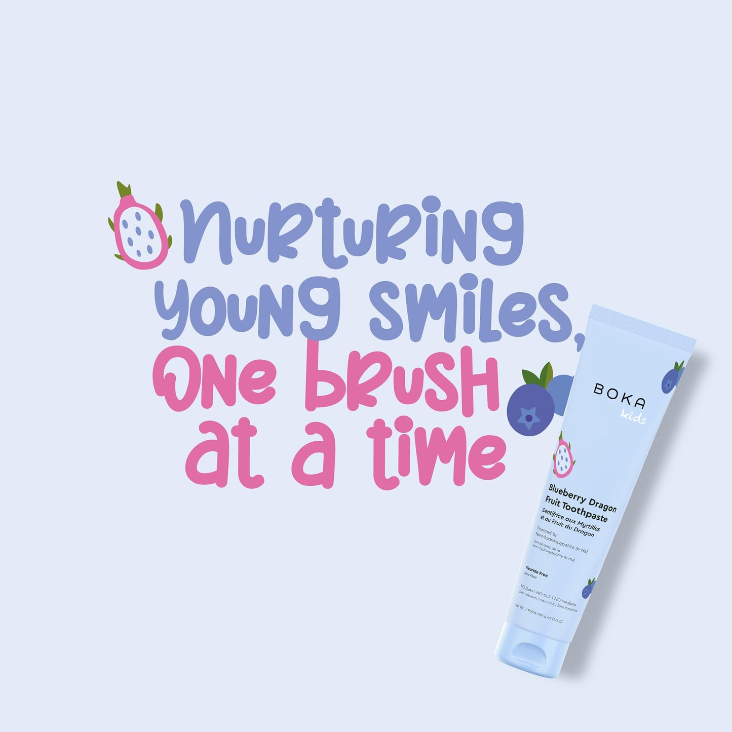 Boka Fluoride Free Toothpaste - Nano Hydroxyapatite, Blueberry Dragon Fruit (4 oz) US Made