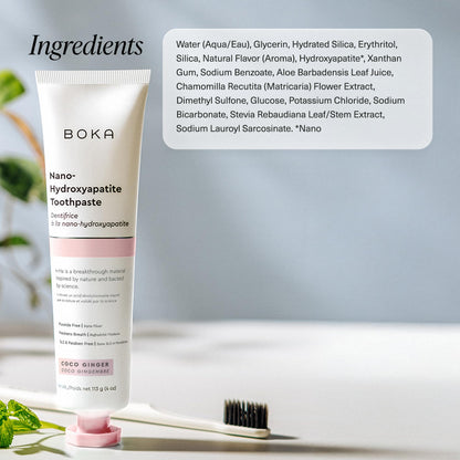 Boka Fluoride-Free Nano Hydroxyapatite Toothpaste – Sensitive Teeth, Coco Ginger Flavor, 4 oz