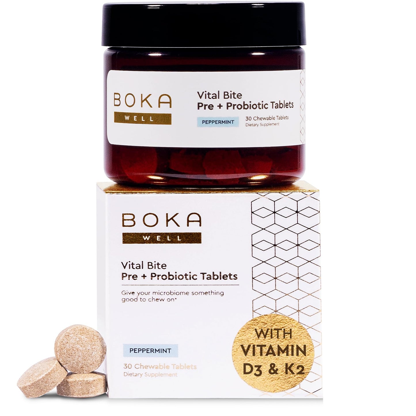 Boka Vital Bite Oral Probiotics with BLIS K12 & Vitamin D3 K2 | Sugar-Free Nut-Free Chewable Dental Probiotics