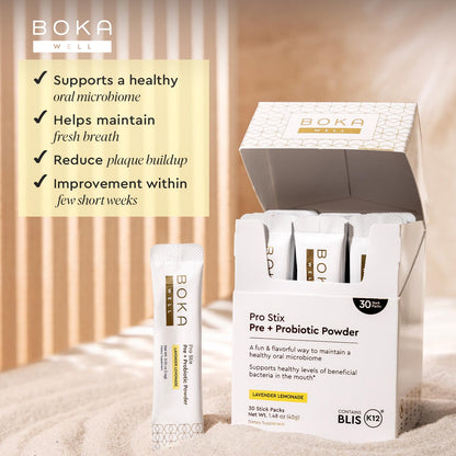 Boka Pro Stix Oral Probiotics – 30ct for Fresh Breath & Gum Health | Lemonade Lavender