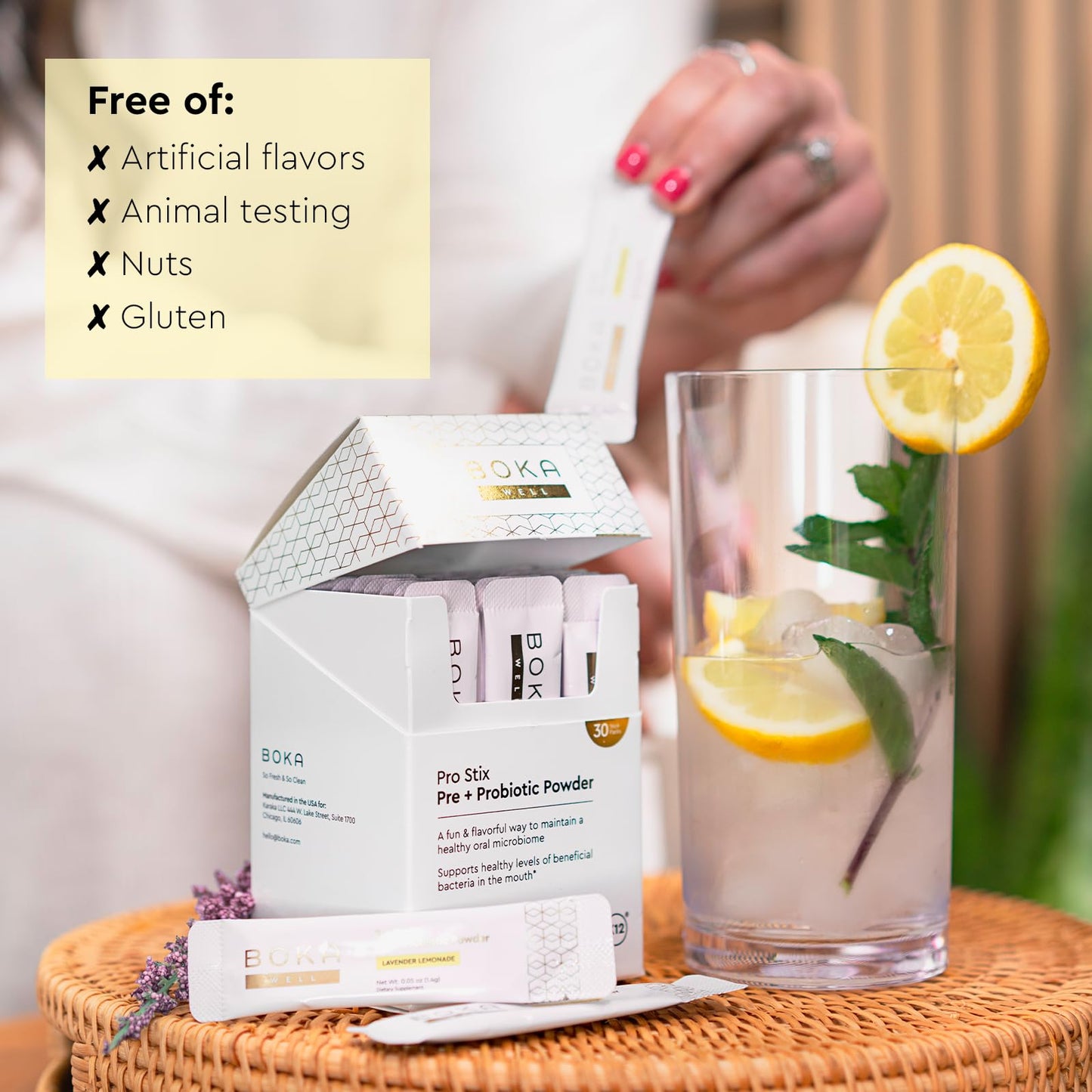 Boka Pro Stix Oral Probiotics – 30ct for Fresh Breath & Gum Health | Lemonade Lavender