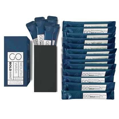 Bold Mint GO Travel Mouthwash Packets – Individual Mini Mouthwash for Fresh Breath – TSA-Approved Travel Size