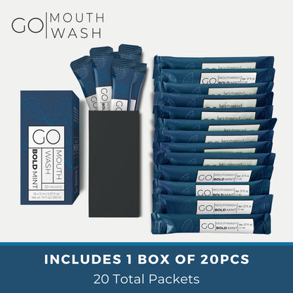 Bold Mint GO Travel Mouthwash Packets – Individual Mini Mouthwash for Fresh Breath – TSA-Approved Travel Size