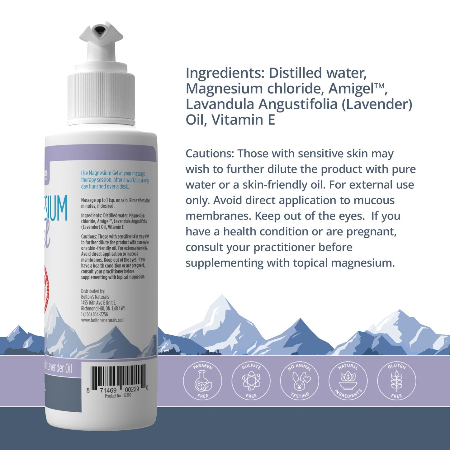 Bolton's Naturals Topical Magnesium Gel with Lavender - 8 oz | Soothing Massage Gel