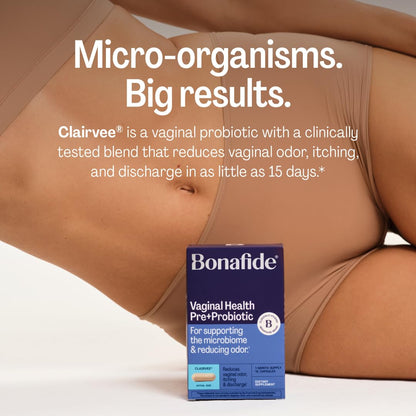 Clairvee by Bonafide — Vaginal Probiotic for Odor, Itching & Discharge | 3-Month Supply (45 Capsules)