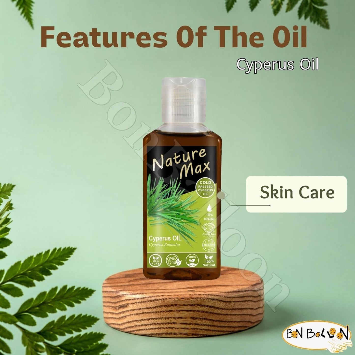 Bonballoon Nature Max Cyperus Oil – Natural Cold-Pressed Egyptian Skin Care Oil, Halal & Non-GMO (50 ml)
