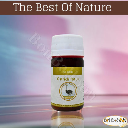Bonballoon Shana Ostrich Oil – Cold-Pressed Pure Ostrich Oil (30 ml) for Skin, Hair & Food | Kosher Halal