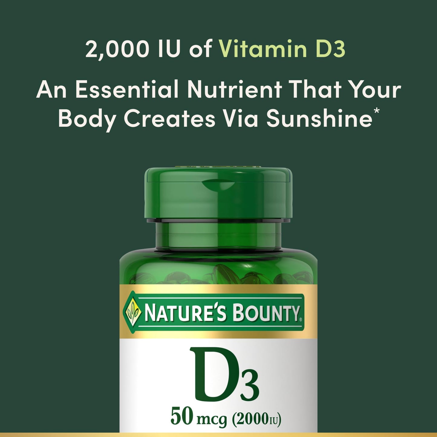 Nature's Bounty Vitamin D3 2000IU | Immune & Bone Health, 240 Softgels