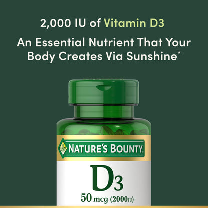 Nature's Bounty Vitamin D3 2000IU | Immune & Bone Health, 240 Softgels