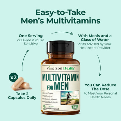 Multivitamin for Men – Methylated Mens Multivitamins & Multiminerals Capsules | High Potency, Bioavailable Vitamins