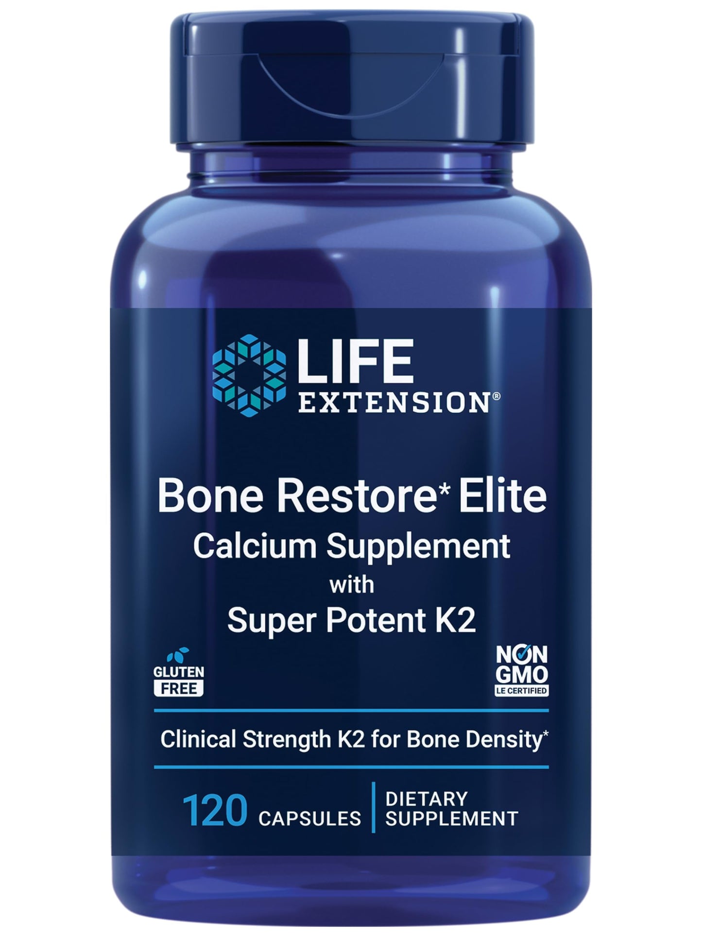 Bone Restore Elite Calcium with K2 - Life Extension | Gluten-Free & Non-GMO | 120 Capsules