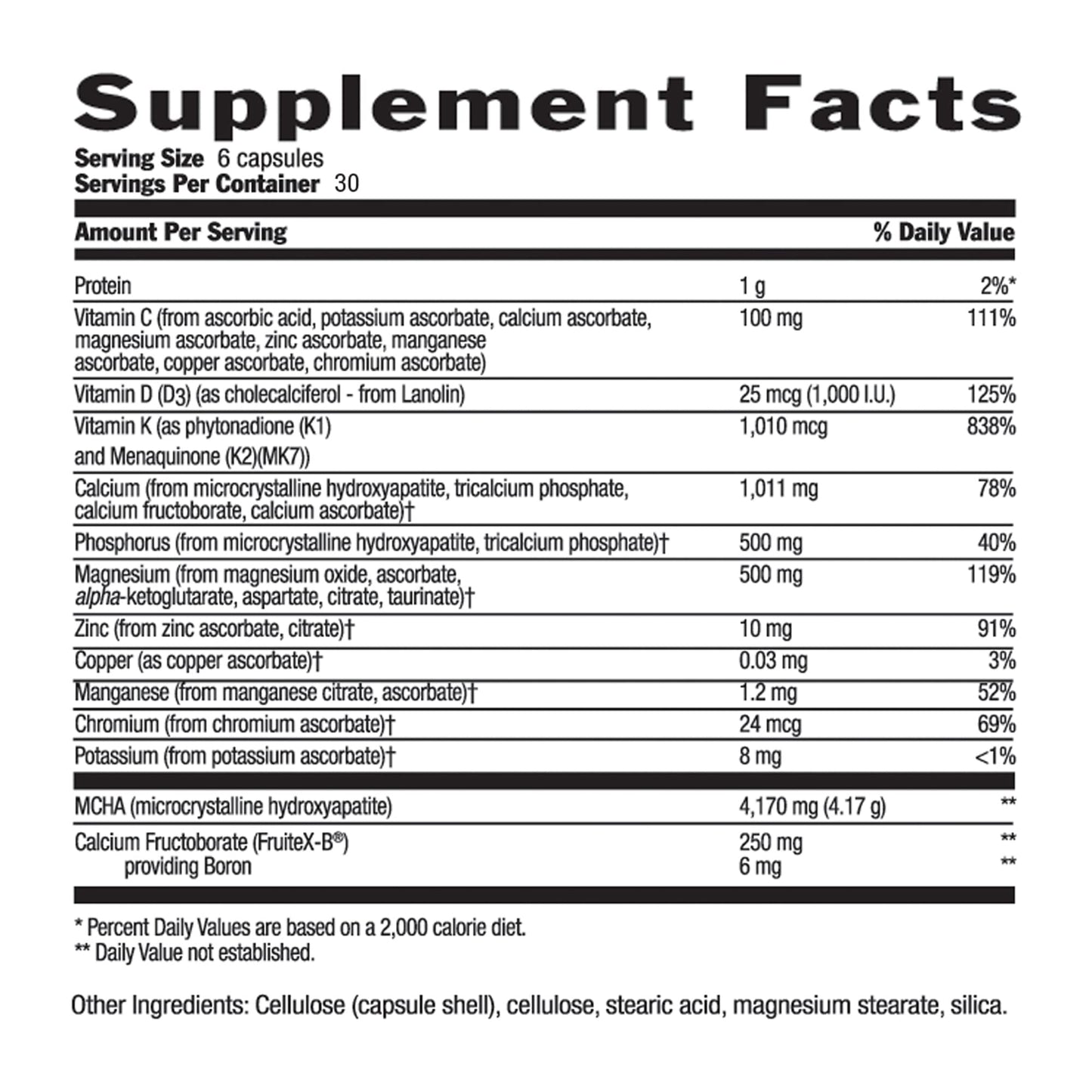 Bone Solid - MCHA Bone Health Supplement with Vitamin K2 & D3 | 180 Capsules