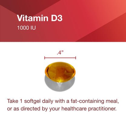 PROTOCOL FOR LIFE BALANCE Vitamin D3 1,000 IU - Immune Support, Strong Bones & Teeth - 120 Softgels