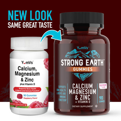 Calcium Magnesium Zinc Gummies with Vitamin D3 – Bone Strength & Immune Support – 90 Count Kosher Gummy Vitamins