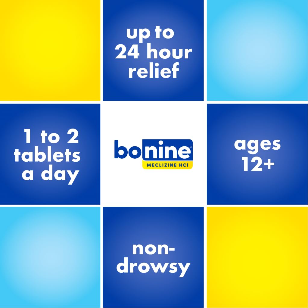 Bonine Non-Drowsy Motion Sickness Relief – 32 Raspberry Chewables (25mg Meclizine) Pack of 2