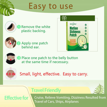 BONIORRI Motion Sickness Patches - Non-Drowsy Sea & Travel Relief (24 Count)