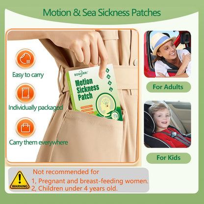 BONIORRI Motion Sickness Patches - Non-Drowsy Sea & Travel Relief (24 Count)