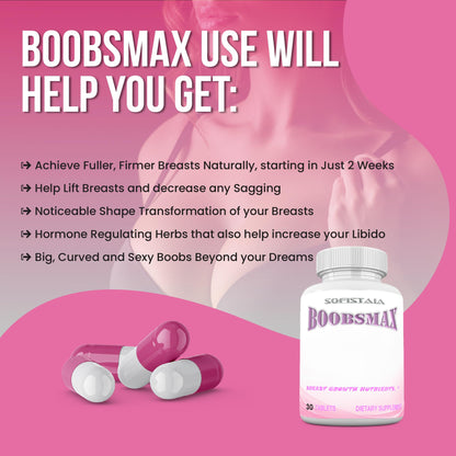 BOOBSMAX Natural Bust Enhancement – Breast Growth Pills (30 Tablets)