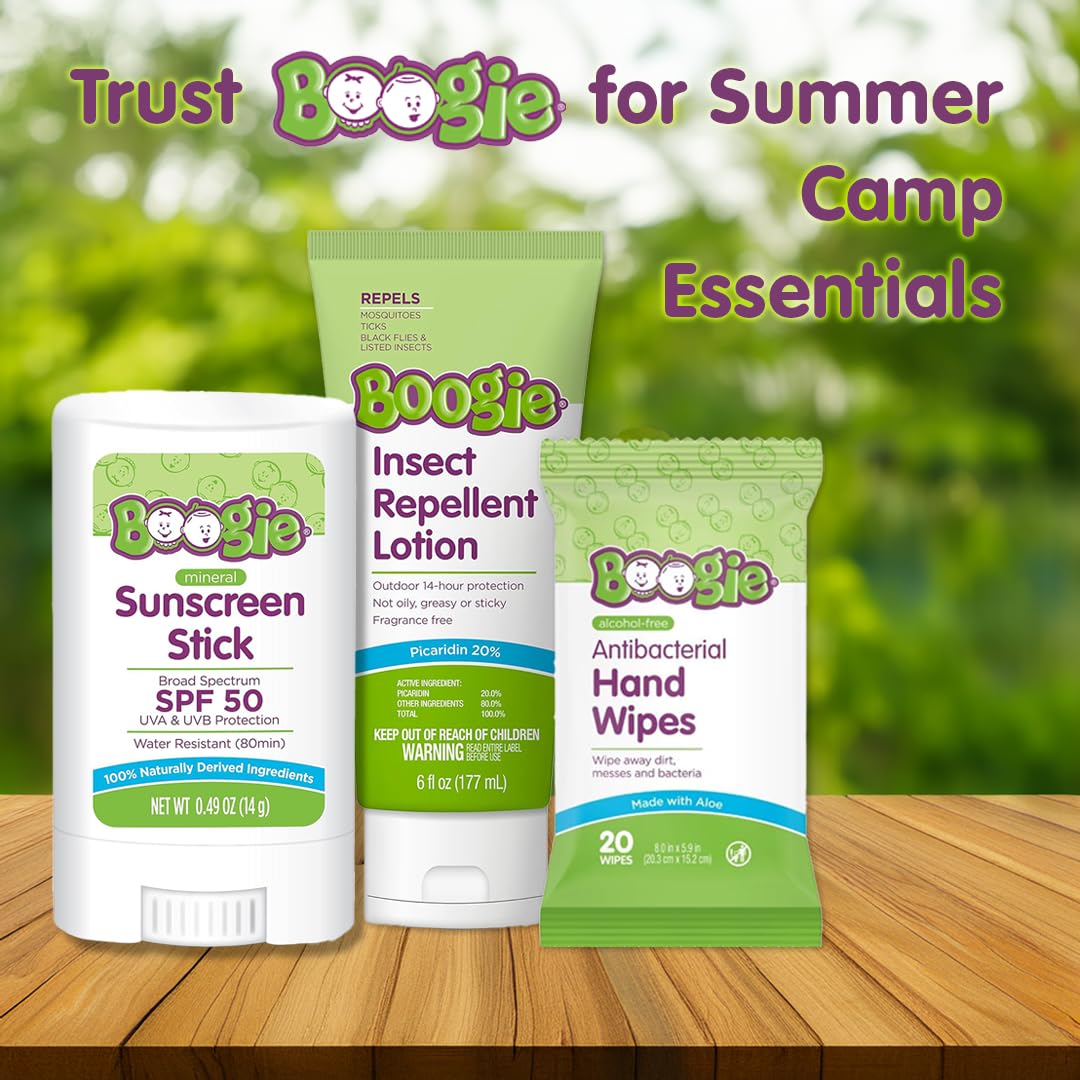 Boogie Insect Repellent Lotion – DEET-Free, 20% Picaridin, 14-Hour Mosquito & Tick Protection (6 oz)
