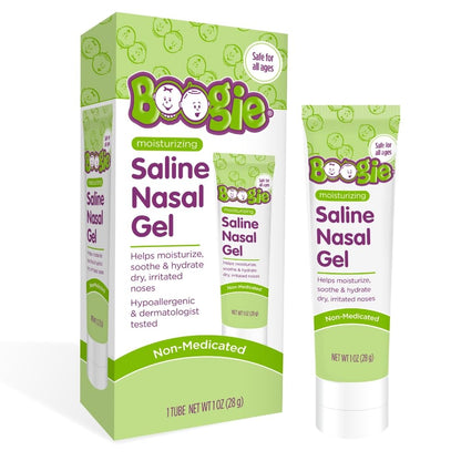 Boogie Saline Nasal Gel with Aloe — Isotonic, Unscented Hydration for Dry Noses | Pack of 1