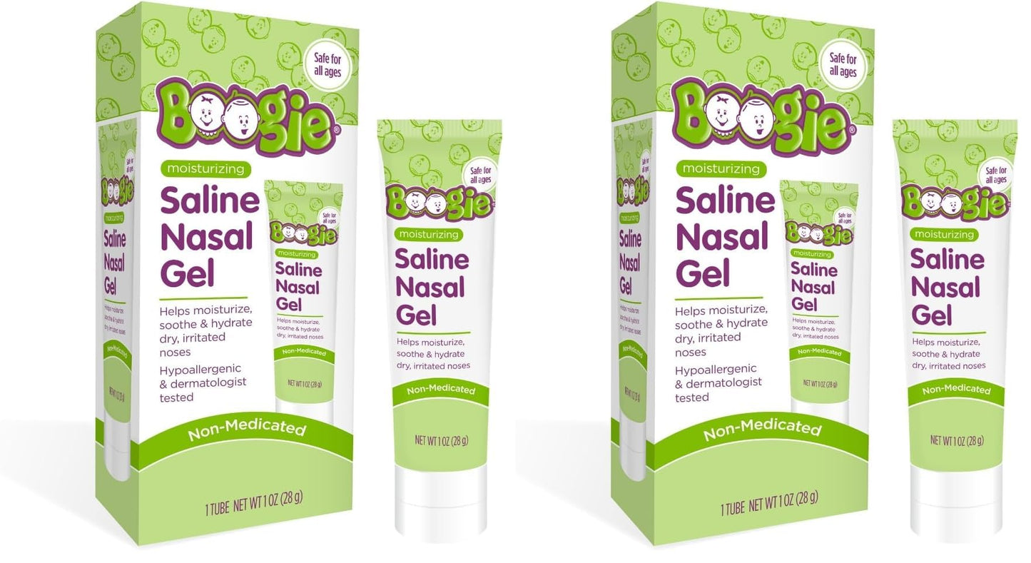 Boogie Saline Nasal Gel – Aloe & Isotonic Saline, Unscented, Pack of 2